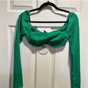 Princess Polly Green Long Sleeve Crop Top